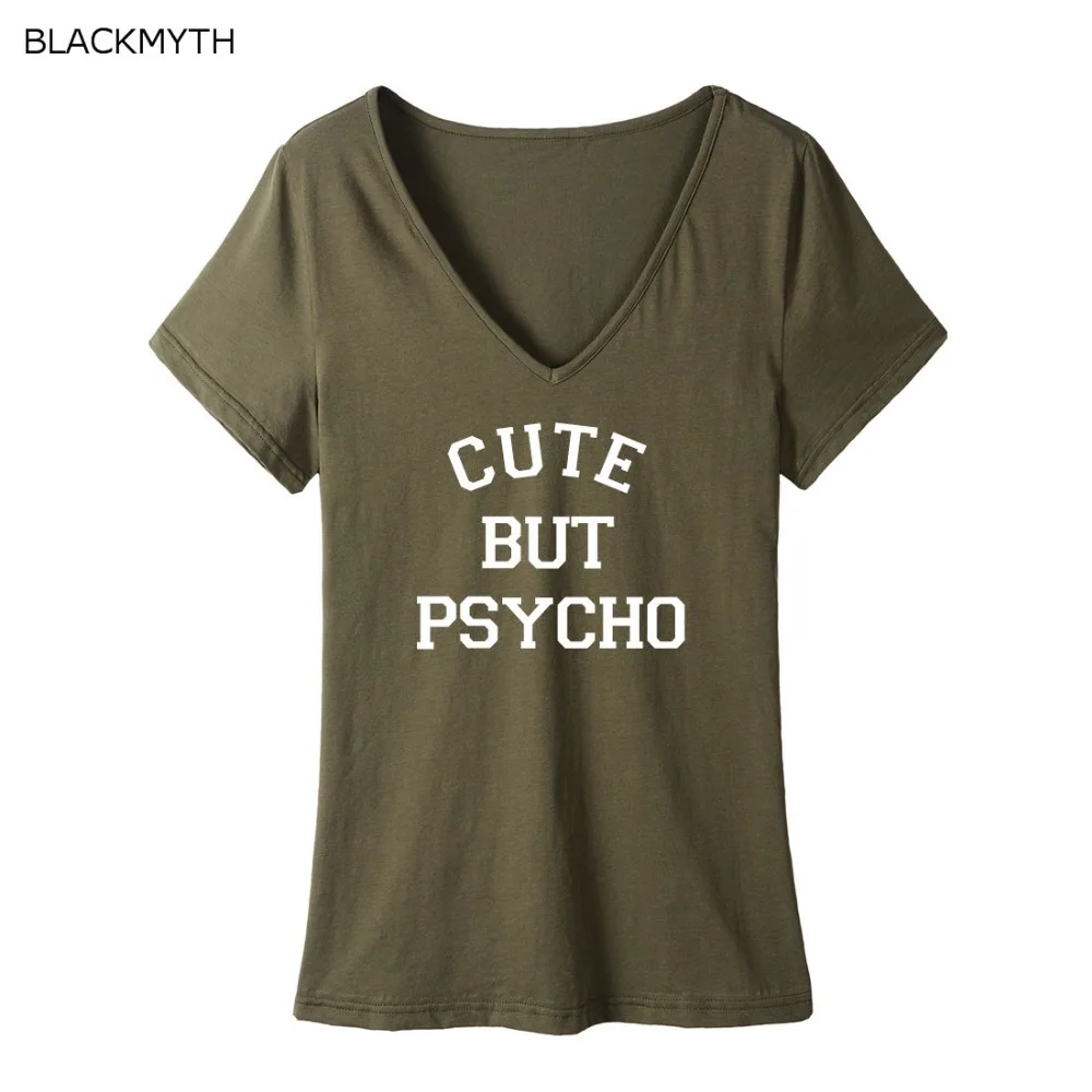 BLACKMYTH CUTE BUT PSYCHO Women Casual Tops Big Size Harajuku V-neck T Shirt Summer Short Sleeve Closed t-shirt
BLACKMYTH CUTE BUT PSYCHO Women Casual Tops Big Size Harajuku V-neck T Shirt Summer Short Sleeve Closed t-shirt