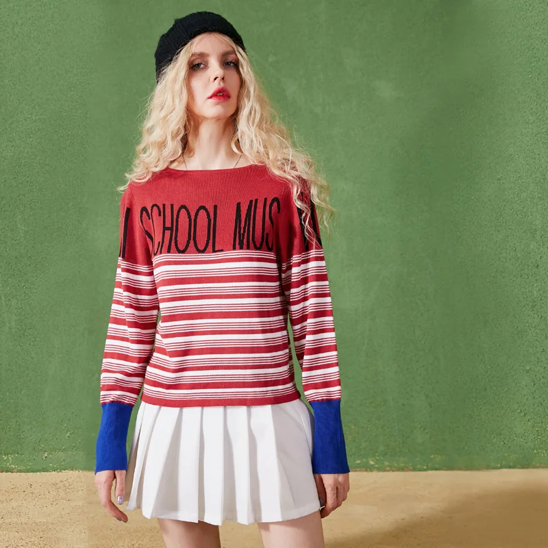 ELF SACK Winter Letter Striped Women Knitted Pullovers Female Round Neck Color Contrast Jacquard Sweaters Casual Women Sweater
ELF SACK Winter Letter Striped Women Knitted Pullovers Female Round Neck Color Contrast Jacquard Sweaters Casual Women Sweater