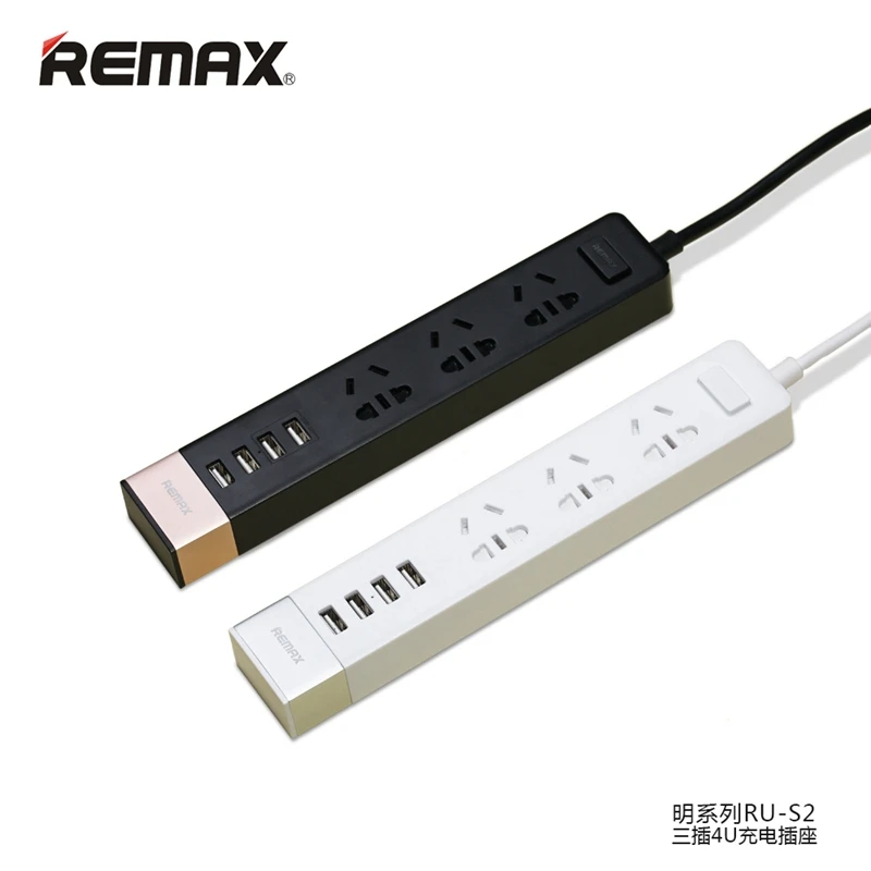 Remax Power Strip Socket 2m Extension Cord 3 Universal Outlet 4 USB Port USB DC Output 5V/2.4A Multi-protection
Remax Power Strip Socket 2m Extension Cord 3 Universal Outlet 4 USB Port USB DC Output 5V/2.4A Multi-protection