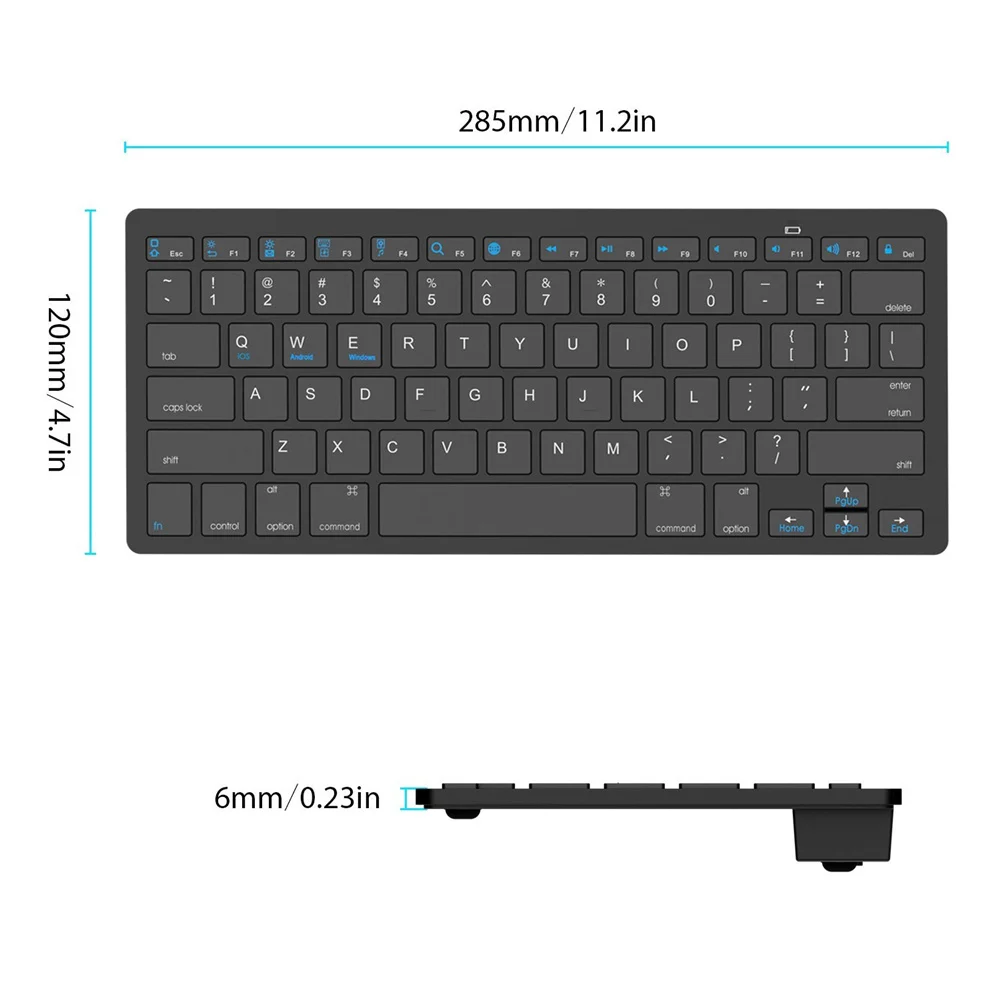 kemile Russian Wireless Bluetooth 3.0 keyboard for Tablet Laptop Smartphone Support iOS Windows Android System Silver and Black