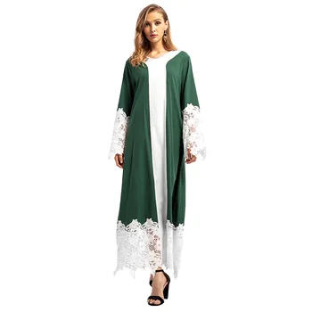 Fashion Lace Patchwork Women Abaya Muslim Robes V-Neck Dressing Gowns Dubai Jubah Kimono ZD83014
Fashion Lace Patchwork Women Abaya Muslim Robes V-Neck Dressing Gowns Dubai Jubah Kimono ZD83014