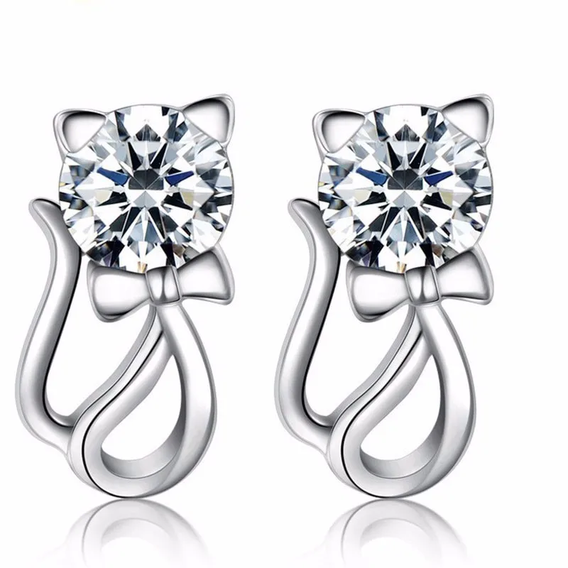 Cute Cat Stud Earrings For Girls Birthday Gifts Fashion Animal 925 Sterling Silver Earring Women Crystal Brincos Jewelry
Cute Cat Stud Earrings For Girls Birthday Gifts Fashion Animal 925 Sterling Silver Earring Women Crystal Brincos Jewelry