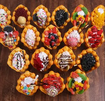 Simulation Hongkong egg bubble waffle mold bubble egg waffle display Fake ice cream egg waffle model display Prop