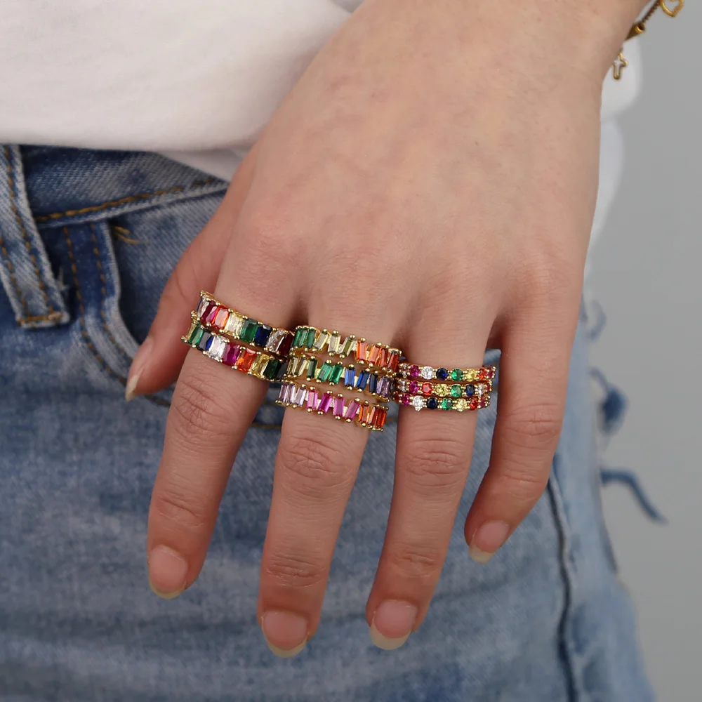 Fancy Shinny Rainbow Cute Ring Bohemia Fashion colorful Rhinestone CZ Delicat Finger Ring Attractive Women Girls Wedding Jewelry
Fancy Shinny Rainbow Cute Ring Bohemia Fashion colorful Rhinestone CZ Delicat Finger Ring Attractive Women Girls Wedding Jewelry