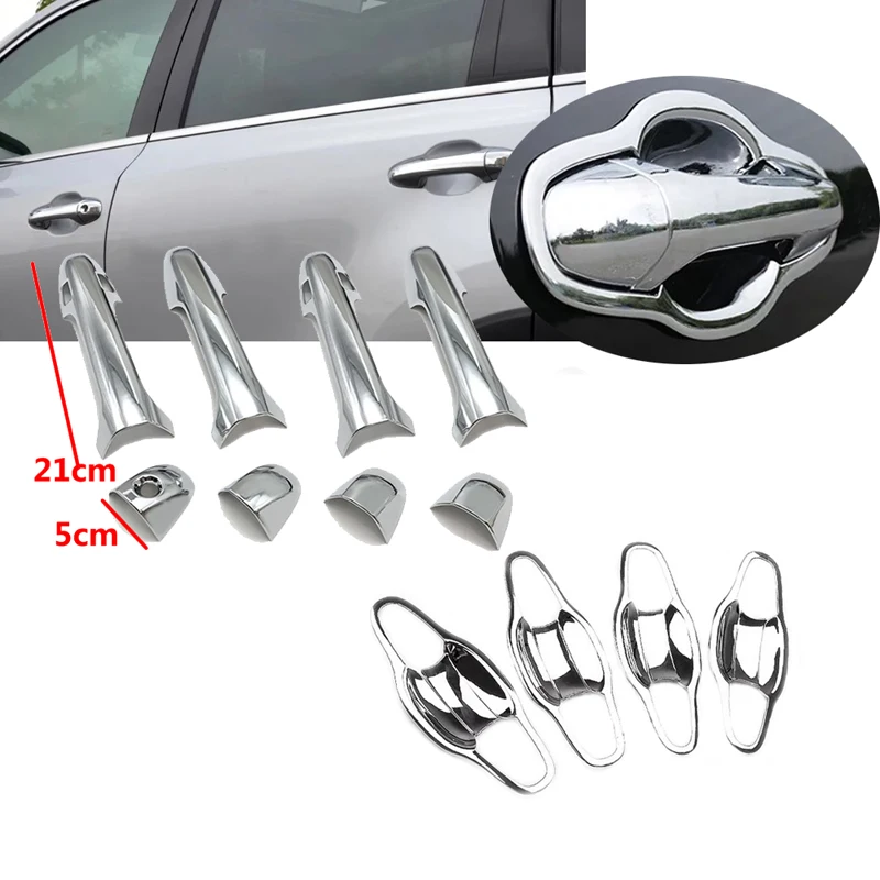 JEAZEA 16 шт. ABS Хромированная серебряная крышка для ручки двери + чаша Toyota Highlander Kluger