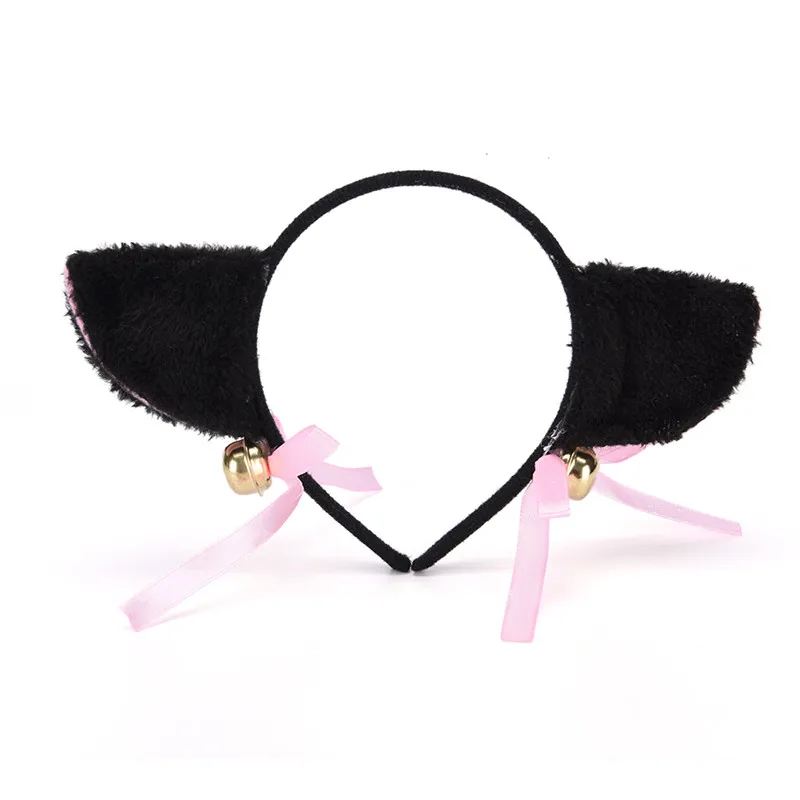 Lovely White/Black Fox Cat Ear Fur Hair Clip Women Fashion Charming Hairband Bell Hairwear |
