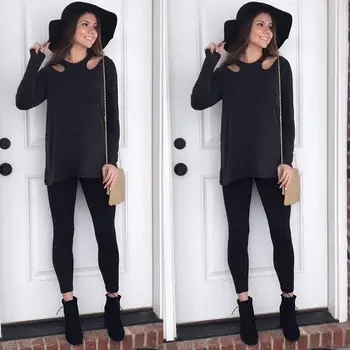 2019 autumn new fashion women's first generation solid color shoulder line hollow simple sleeve long-sleeved T-shirt (TL8926) 
2019 autumn new fashion women's first generation solid color shoulder line hollow simple sleeve long-sleeved T-shirt (TL8926)