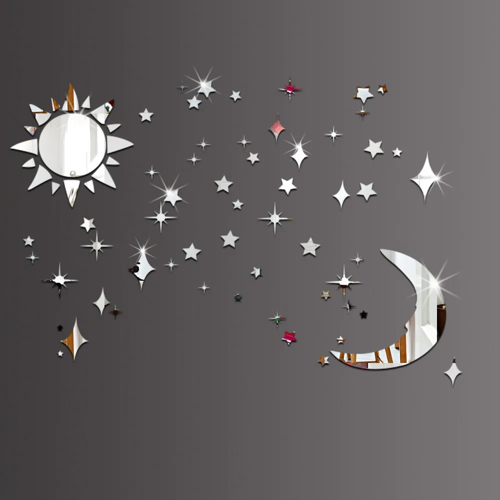 Sun Moon Stars DIY 3D environmental acrylic mirror wall sticker for home art decoration
Sun Moon Stars DIY 3D environmental acrylic mirror wall sticker for home art decoration