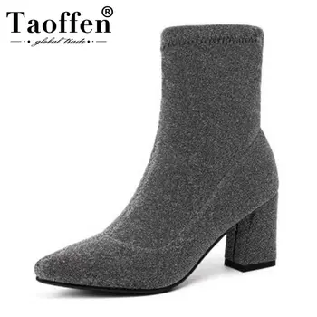 Taoffen Sexy Pointed Toe Ankle Boots Shoes Women Winter Fashion Thick High Heels Stretch Boot Slip On Autumn Shoes Size 32-44
Taoffen Sexy Pointed Toe Ankle Boots Shoes Women Winter Fashion Thick High Heels Stretch Boot Slip On Autumn Shoes Size 32-44