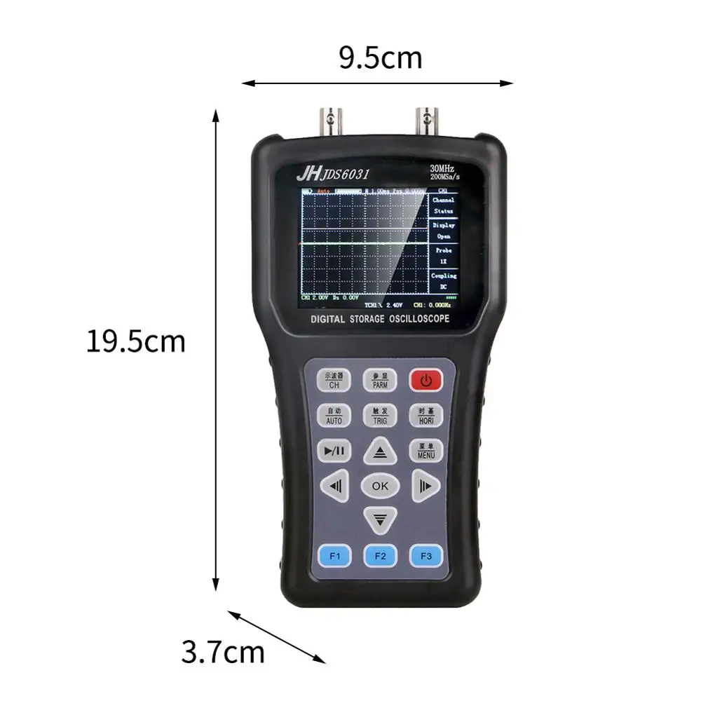 Jinhan JDS6031 Single channel handheld Digital oscilloscope 30MHz Bandwidth 200MSa/s Sample Rate,automotive oscilloscope
Jinhan JDS6031 Single channel handheld Digital oscilloscope 30MHz Bandwidth 200MSa/s Sample Rate,automotive oscilloscope
