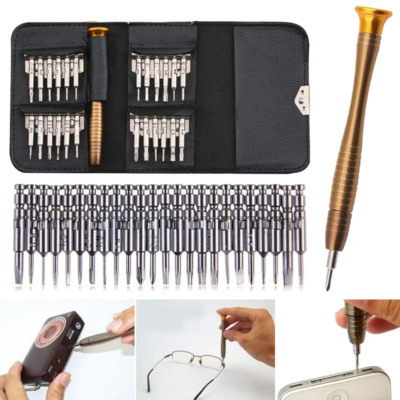 New Style Pocket Black Leather Bag 25 in 1 Screwdriver Set Mobile Phone Repair Hand Tools for iPhone Watch Tablet PC Computer
New Style Pocket Black Leather Bag 25 in 1 Screwdriver Set Mobile Phone Repair Hand Tools for iPhone Watch Tablet PC Computer
