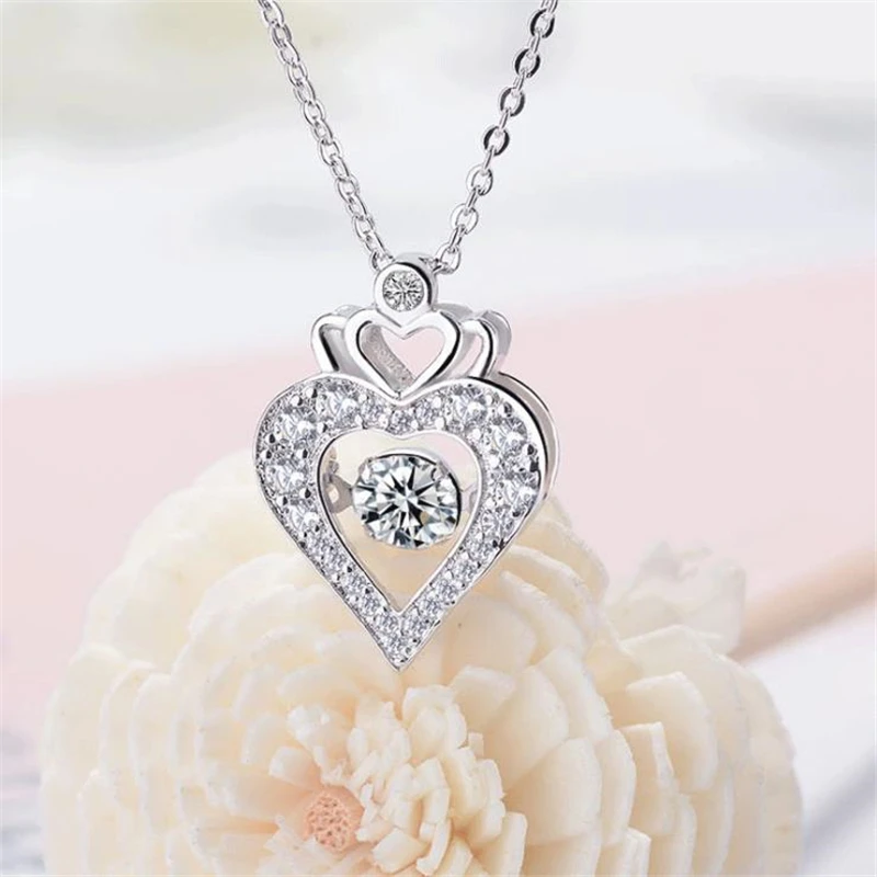 KOFSAC New Fashion Silver 925 Necklace Dynamic Crystal CZ Love Heart Pendant Necklaces For Women Wedding Party Jewelry Gifts
KOFSAC New Fashion Silver 925 Necklace Dynamic Crystal CZ Love Heart Pendant Necklaces For Women Wedding Party Jewelry Gifts