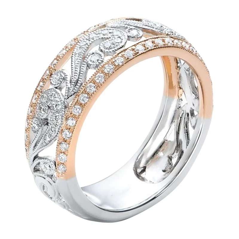 Luxury Openwork Two-tone Ring Hollow Two Colors Rose Gold Flower Cubic Zirconia Ring Multi Paved Rhinestone Rings for Women
Luxury Openwork Two-tone Ring Hollow Two Colors Rose Gold Flower Cubic Zirconia Ring Multi Paved Rhinestone Rings for Women