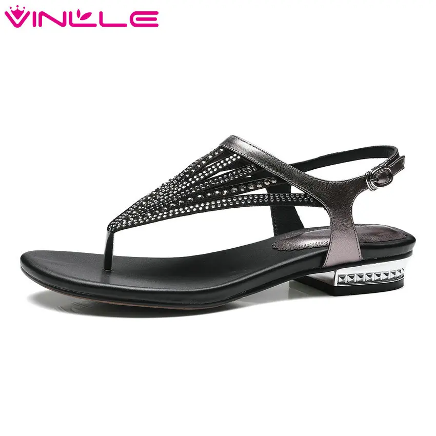 VINLLE 2018 Women Sandals Shoes Woman Genuine Leather Beach Square Low Heel Pointed Toe Ladies Wedding Shoes Size 34-42 
VINLLE 2018 Women Sandals Shoes Woman Genuine Leather Beach Square Low Heel Pointed Toe Ladies Wedding Shoes Size 34-42