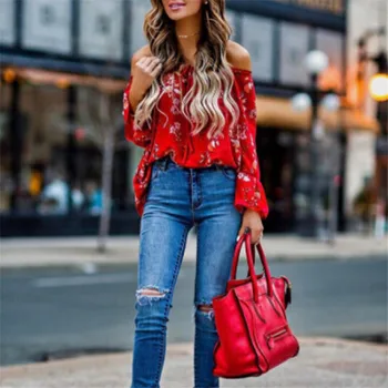 hirigin blouse Women's Off Shoulder flare Long sleeve red gorgeous flower Tops Shirt Casual Blouse Loose Crop female
hirigin blouse Women's Off Shoulder flare Long sleeve red gorgeous flower Tops Shirt Casual Blouse Loose Crop female