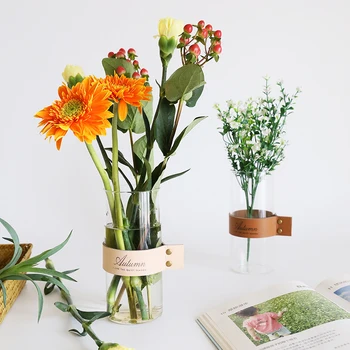 1pc Transparent Glass Vase with Leather Case High Quality Flower Vase Home Decor Tabletop Vase
1pc Transparent Glass Vase with Leather Case High Quality Flower Vase Home Decor Tabletop Vase