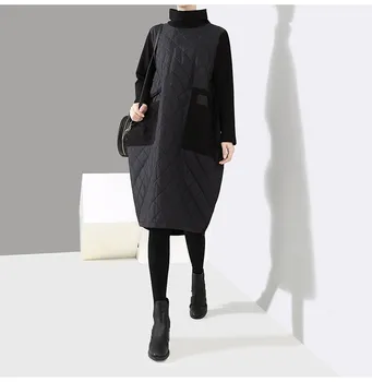 New Hot Female Cotton Padded Warm Loose Dress Women Long Sleeve Black Dress Autumn Winter Turtleneck Pockets Dress
New Hot Female Cotton Padded Warm Loose Dress Women Long Sleeve Black Dress Autumn Winter Turtleneck Pockets Dress