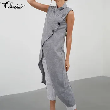 Celmia Women Long Shirts Summer Top Sleeveless Fashion Blouse Asymmetrical Button Down Casual Loose Split Plus Size Blusas S-5XL
Celmia Women Long Shirts Summer Top Sleeveless Fashion Blouse Asymmetrical Button Down Casual Loose Split Plus Size Blusas S-5XL