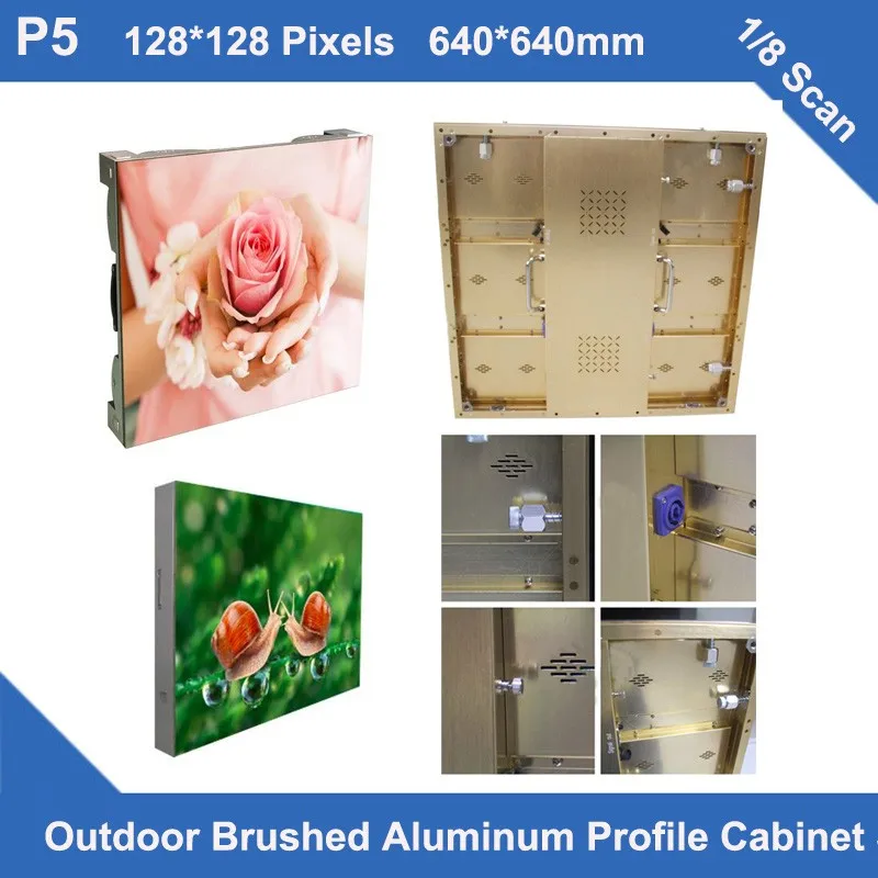 TEEHO 6pcs/lot P5 LED sign Outdoor golden brushed aluminum profile cabinet 640mm*640mm 1/8 scan advertising panel billboard led
TEEHO 6pcs/lot P5 LED sign Outdoor golden brushed aluminum profile cabinet 640mm*640mm 1/8 scan advertising panel billboard led
