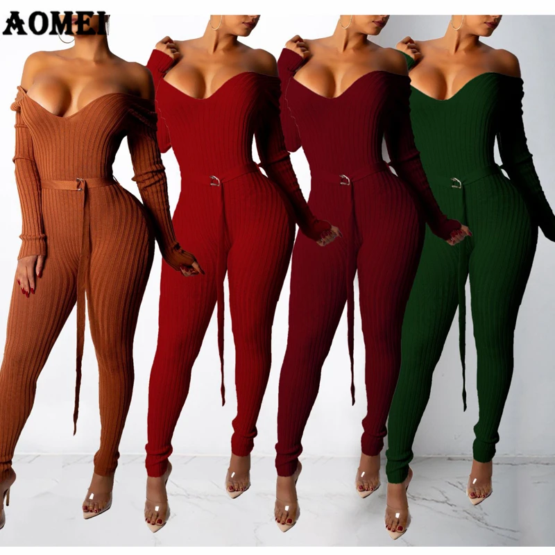 Women Overalls Jumpsuit Knitted Off Shoulder Slim Sexy Long Sleeve with Waist Belt Elegant Femme Casual Elastic Plus Size 2XL XL
Women Overalls Jumpsuit Knitted Off Shoulder Slim Sexy Long Sleeve with Waist Belt Elegant Femme Casual Elastic Plus Size 2XL XL