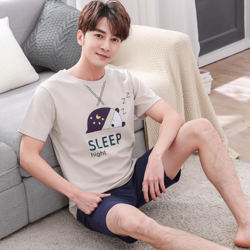 Newest Men's Pajamas Sets Summer Men Pyjama Set Simple Sleepwear Men's Short Sleeve Nightwear Short Top Pant Leisure Outwear
Newest Men's Pajamas Sets Summer Men Pyjama Set Simple Sleepwear Men's Short Sleeve Nightwear Short Top Pant Leisure Outwear