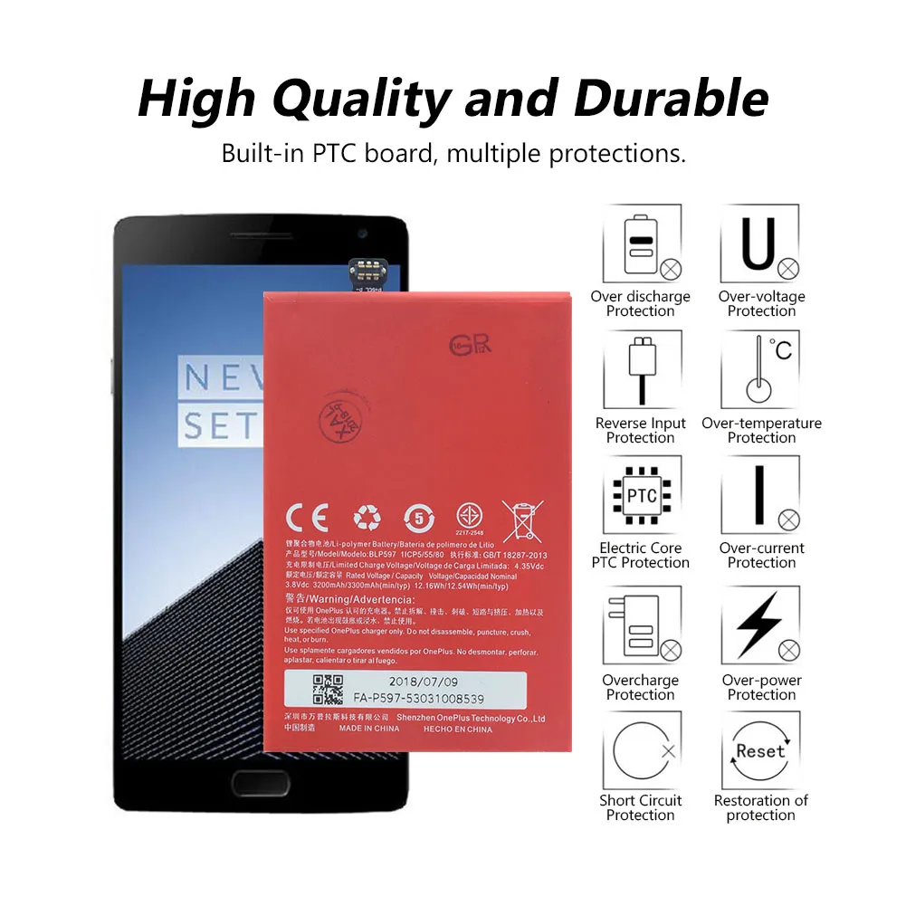 Mobile Phone Battery BLP597 For Oneplus 2 Oneplus2 One Plus Two BLP 597 3300mAh Replacement Lithium Bateria High Capacity
Mobile Phone Battery BLP597 For Oneplus 2 Oneplus2 One Plus Two BLP 597 3300mAh Replacement Lithium Bateria High Capacity
