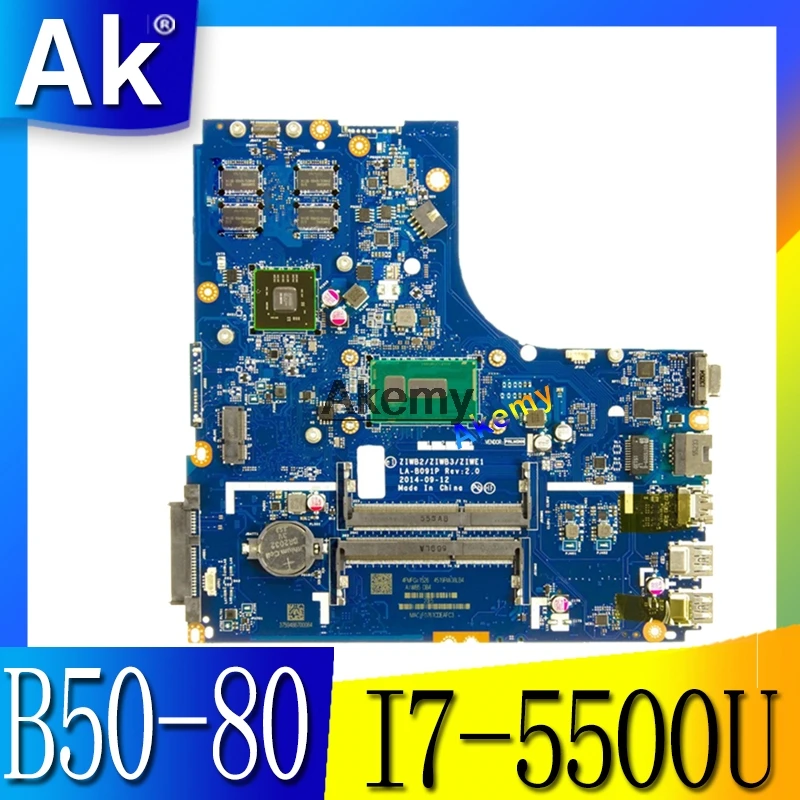 ZIWB2/ZIWB3/ZIWE1 LA-B091P Laptop motherboard for Lenovo B50-80 Test original mainboard I7-5500U AMD-Video 
ZIWB2/ZIWB3/ZIWE1 LA-B091P Laptop motherboard for Lenovo B50-80 Test original mainboard I7-5500U AMD-Video