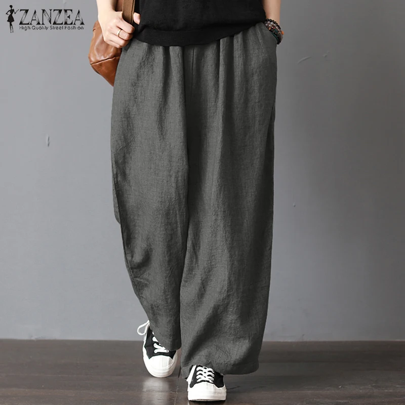 2019 ZANZEA Female Vintage Cotton Linen Pantalon Autumn Wide Leg Trousers Women Elastic Waist Casual Solid Harem Pants Oversized
2019 ZANZEA Female Vintage Cotton Linen Pantalon Autumn Wide Leg Trousers Women Elastic Waist Casual Solid Harem Pants Oversized