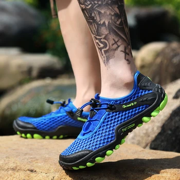 

2019 Summer Men's Hiking Shoes Cool Breathable Anti-skid Wearable Male Sneakers Tourism Water Fishing Trekking Outdoor Shoes NEW