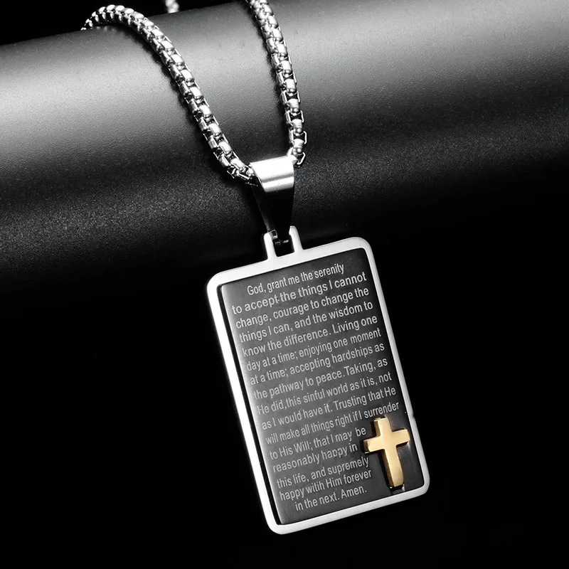 Fashion Stainless Steel Pendant Chain Dog Tag Christian Prayer Cross Medal Bible Necklace & Pendant For Men Women Charms Jewelry
Fashion Stainless Steel Pendant Chain Dog Tag Christian Prayer Cross Medal Bible Necklace & Pendant For Men Women Charms Jewelry