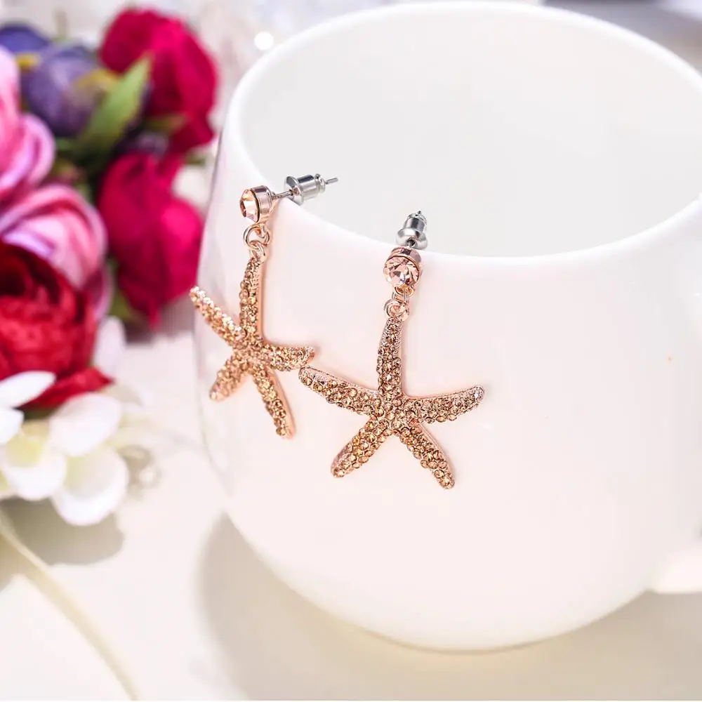 Tuliper Starfish Animal Earrings Sea Star Austrian Crystal Rhinestone Dangle Earrings For Women Party Jewelry Gift
Tuliper Starfish Animal Earrings Sea Star Austrian Crystal Rhinestone Dangle Earrings For Women Party Jewelry Gift