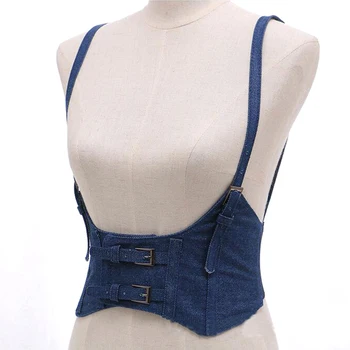 

New Sexy Women Push Up Bust Strap Harness Corset belts Women Casual denim Wide belt Lady Suspender accessories