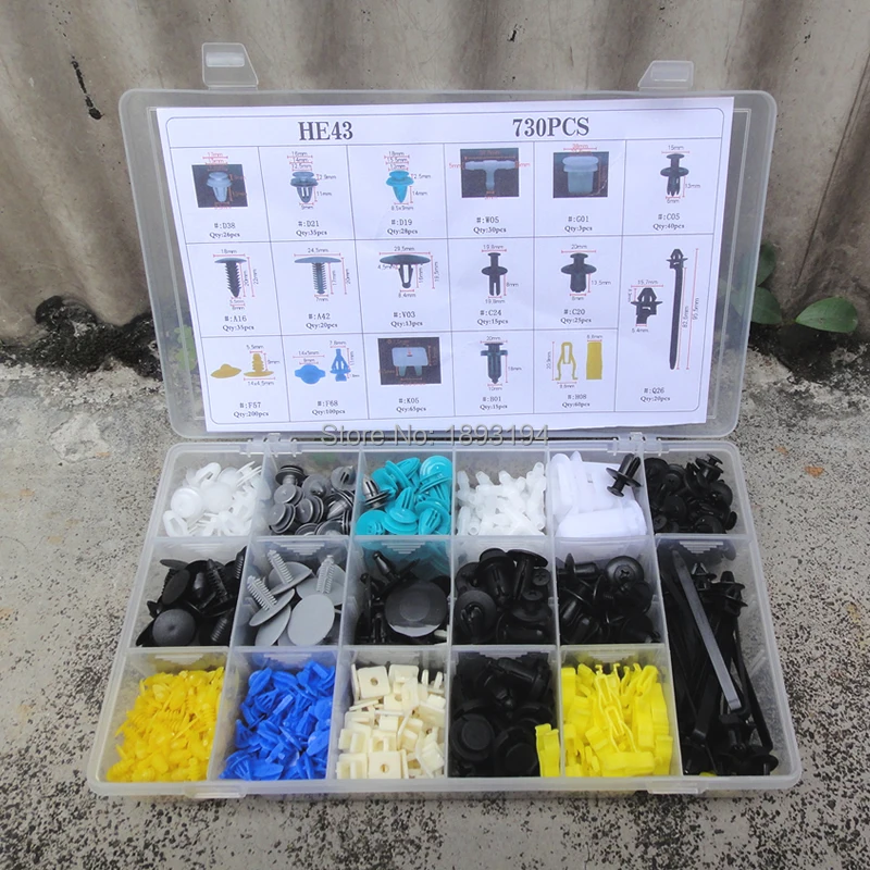730Pcs Good Quality Plastic Rivets Fasteners Push Pin Trim Moulding Clips For Car Auto Fender
730Pcs Good Quality Plastic Rivets Fasteners Push Pin Trim Moulding Clips For Car Auto Fender