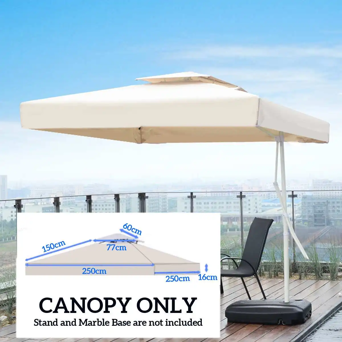 2.5m x 2.5m Summer Top Cover Canopy Sunshade Cover UV-Resistant Replacement for Garden Courtyard Ourdoor
2.5m x 2.5m Summer Top Cover Canopy Sunshade Cover UV-Resistant Replacement for Garden Courtyard Ourdoor