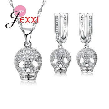 Cool Skull Pendant 925 Sterling Silver Women Jewelry Set With Full Clear White Cubic Zircon CZ Crystal Wholesale Price
Cool Skull Pendant 925 Sterling Silver Women Jewelry Set With Full Clear White Cubic Zircon CZ Crystal Wholesale Price