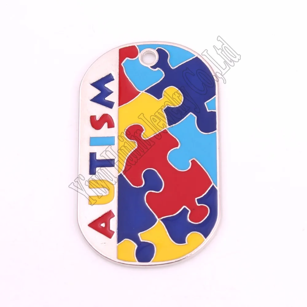 Autism Awareness Identification pendant military dog tag style Puzzle Piece pattern with hand applied enamel colors ID Jewelry
Autism Awareness Identification pendant military dog tag style Puzzle Piece pattern with hand applied enamel colors ID Jewelry