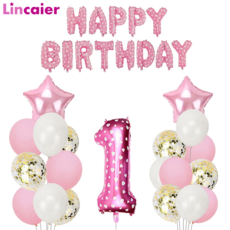 Pink Happy Birthday Foil Balloons Confetti Latex Ballon 1st Birthday Party Decorations Kids Baby Boy Girl 1 Year Supplies
Pink Happy Birthday Foil Balloons Confetti Latex Ballon 1st Birthday Party Decorations Kids Baby Boy Girl 1 Year Supplies