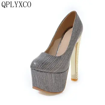 QPLYXCO 2017 Plus Big size 30-48 patent leather shoes women sexy fashion super high heeled16cm) platform party office shoes Y-16 
QPLYXCO 2017 Plus Big size 30-48 patent leather shoes women sexy fashion super high heeled16cm) platform party office shoes Y-16