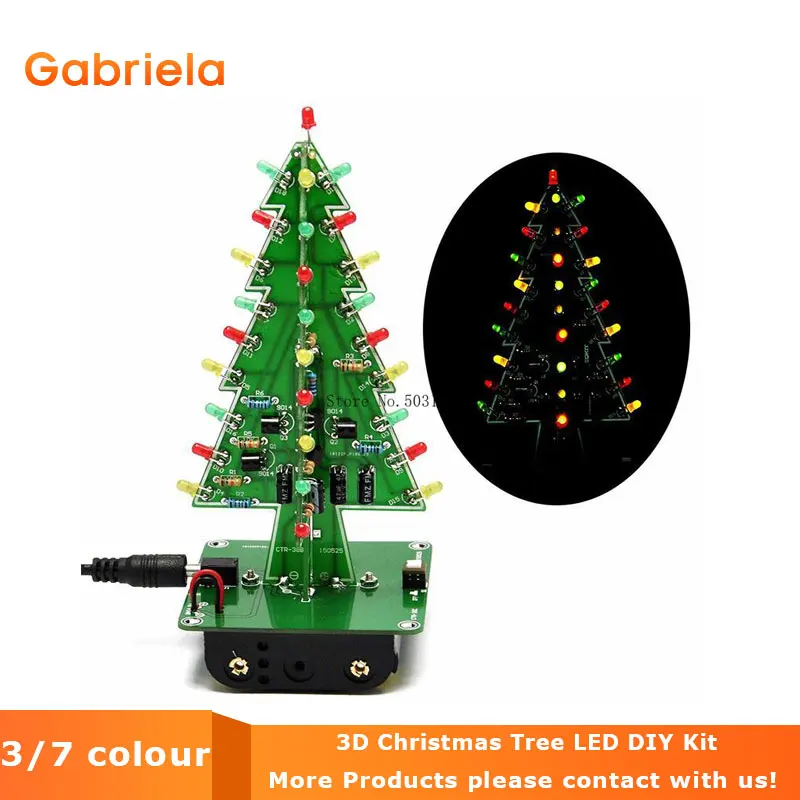 Three-Dimensional 3D Christmas Tree LED DIY Kit Red/Green/Yellow LED Flash Circuit Kit Electronic Fun Suite
Three-Dimensional 3D Christmas Tree LED DIY Kit Red/Green/Yellow LED Flash Circuit Kit Electronic Fun Suite