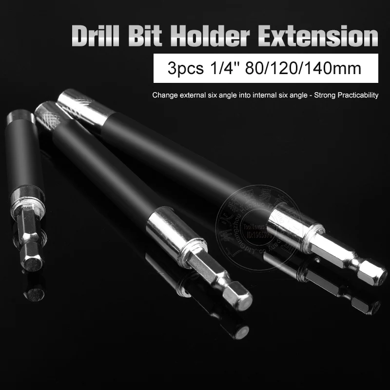 3pcs 1//4 Inch Hex Magnetic 80//120//140mm Screwdriver Bit Holder Socket Extension