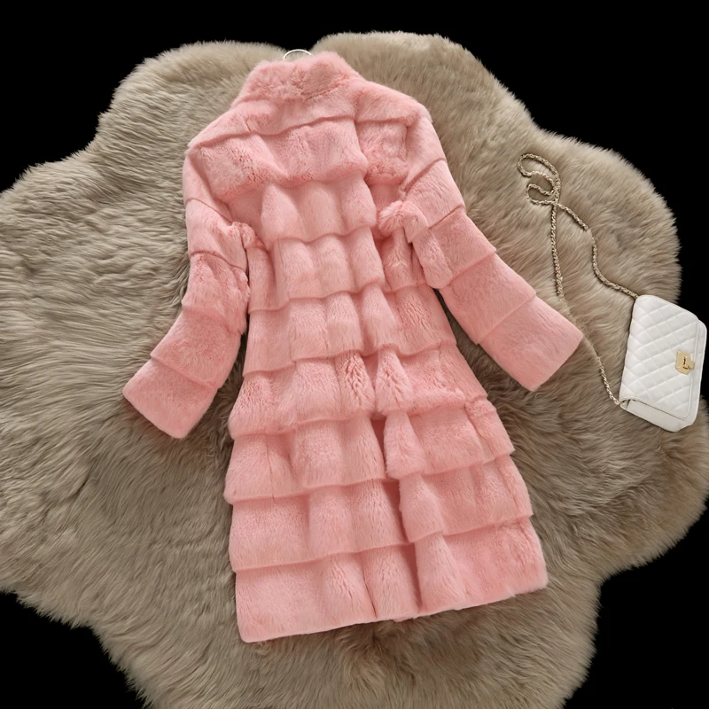 X-long 90 cm wave cut natural rabbit fur winter coats women stand collar long slim thickening warm real fur coat outerwear F781
X-long 90 cm wave cut natural rabbit fur winter coats women stand collar long slim thickening warm real fur coat outerwear F781