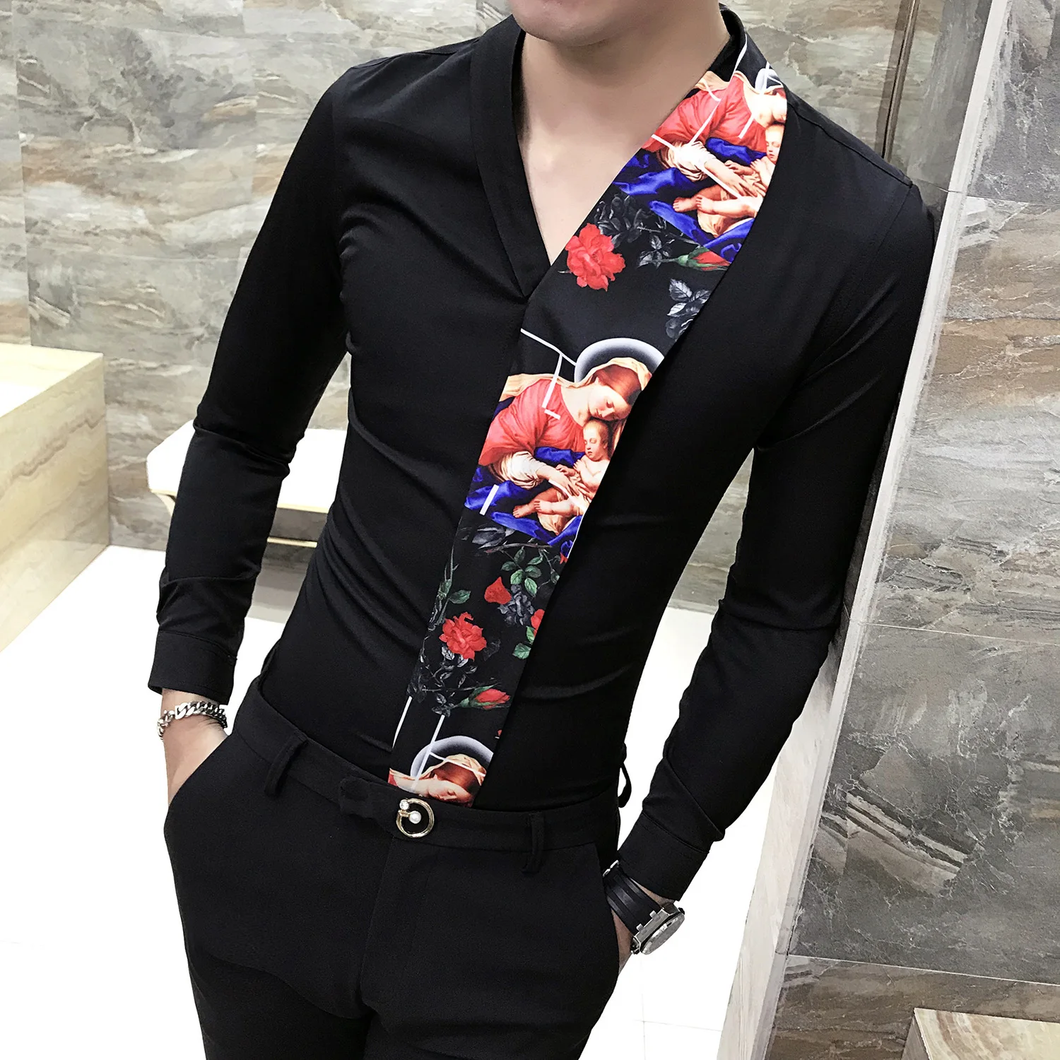 Splice Flower Men Shirt Printing Camisa Masculina Fashion Long Sleeve Casual Slim Fit Shirts Nightclub Social Streetwear Top
Splice Flower Men Shirt Printing Camisa Masculina Fashion Long Sleeve Casual Slim Fit Shirts Nightclub Social Streetwear Top