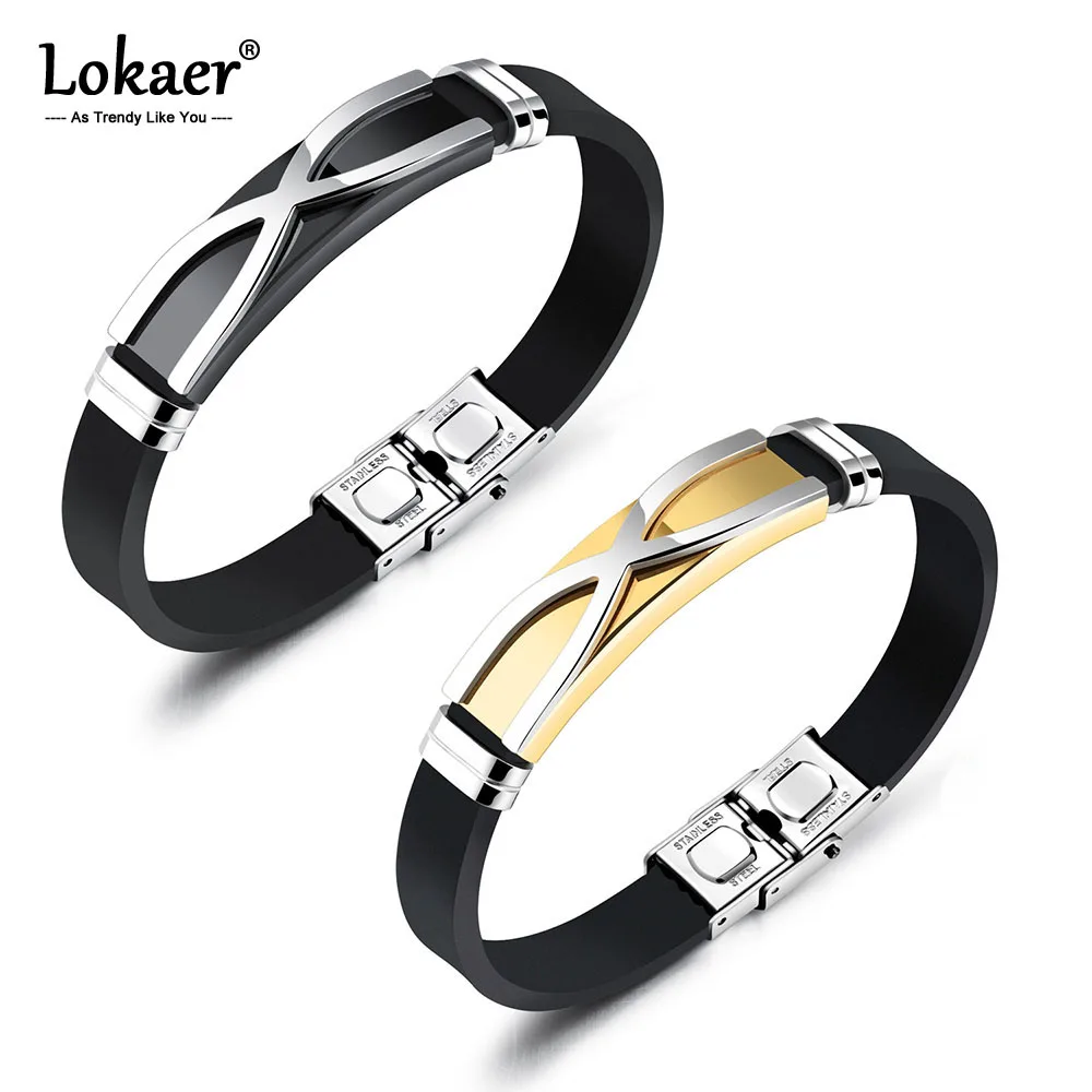 Lokaer Punk Design Personality X-shaped Silicone Wrap Bracelets Bangles For Men Stainless Steel Simple Bracelet Jewelry OPH1160
Lokaer Punk Design Personality X-shaped Silicone Wrap Bracelets Bangles For Men Stainless Steel Simple Bracelet Jewelry OPH1160