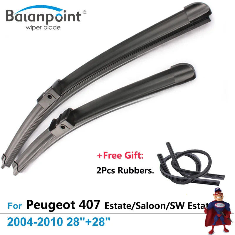 2Pcs Wiper Blades + 2Pcs Free Rubbers for Peugeot 407 Estate/ Saloon/ SW Estate 2004-2010 28"+28", Expert Fit Windshield Wipers
2Pcs Wiper Blades + 2Pcs Free Rubbers for Peugeot 407 Estate/ Saloon/ SW Estate 2004-2010 28"+28", Expert Fit Windshield Wipers