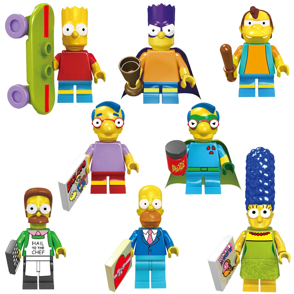 

The Simpson Homer Jay Marge Bart Lisa Maggie Milhouse Nelson Mini Toy Figure Building Block Toy for kids Compatible with lego