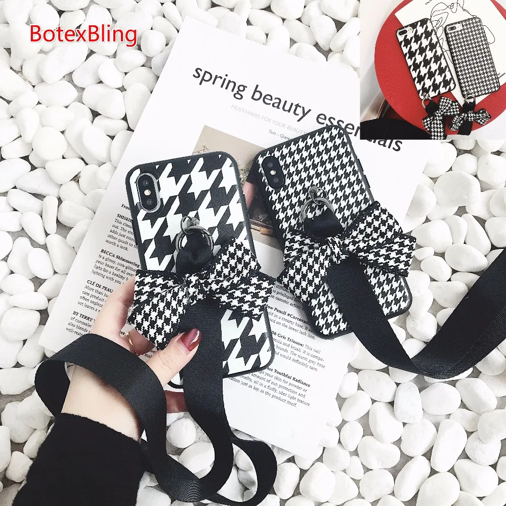 Luxury lattice bow lanyard phone case for iphone 7 case 7plus XS MAX XR X 8 8plus 6 6s plus 6plus hanging neck rope cover girl
Luxury lattice bow lanyard phone case for iphone 7 case 7plus XS MAX XR X 8 8plus 6 6s plus 6plus hanging neck rope cover girl