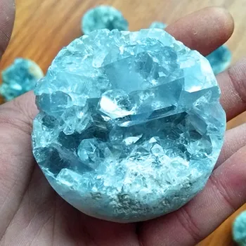 100% Natural celestine stone vug crystal ball cavity. Specimen of open crystal clusters home decorated ball
100% Natural celestine stone vug crystal ball cavity. Specimen of open crystal clusters home decorated ball