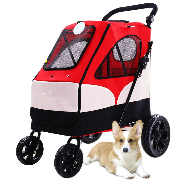 

Folding Dog/Cat Carrier Cart Pet Travelling Buggy Stroller Bag Pet Carriage House Outdoor Dog Walking/Shopping Kennel Pram 55KG