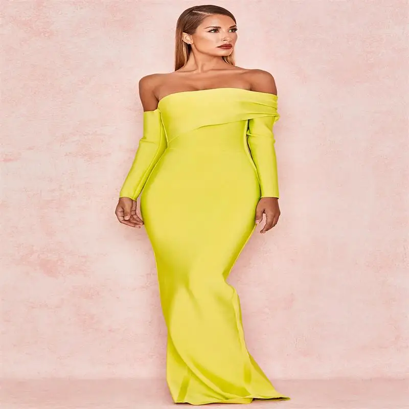 Women's bandage dress new 2019 summer celebrity party yellow word shoulder tube top long sleeve split fork MAXI lo Dress + suit
Women's bandage dress new 2019 summer celebrity party yellow word shoulder tube top long sleeve split fork MAXI lo Dress + suit