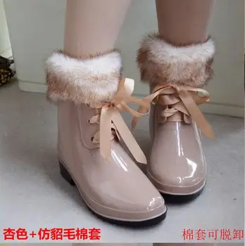 Fashion Floral Print Women Rain Boots Warm Snow Boots With Fur Bow Lace Up Women Water Shoes Rainboots Garden Boots
Fashion Floral Print Women Rain Boots Warm Snow Boots With Fur Bow Lace Up Women Water Shoes Rainboots Garden Boots